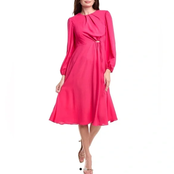 CAbi Delight Midi Dress in fuchsia pink, style #6578 Long Sleeve Dress - Picture 13 of 16